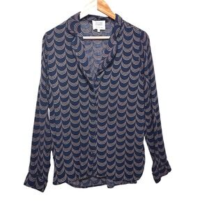 Second Female Anthropologie Women Boho Chic Dora Shirt XL Navy Scallop Print